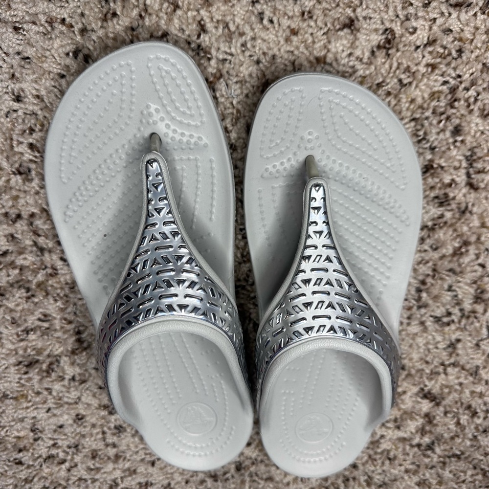Crocs Silver and White Sandals